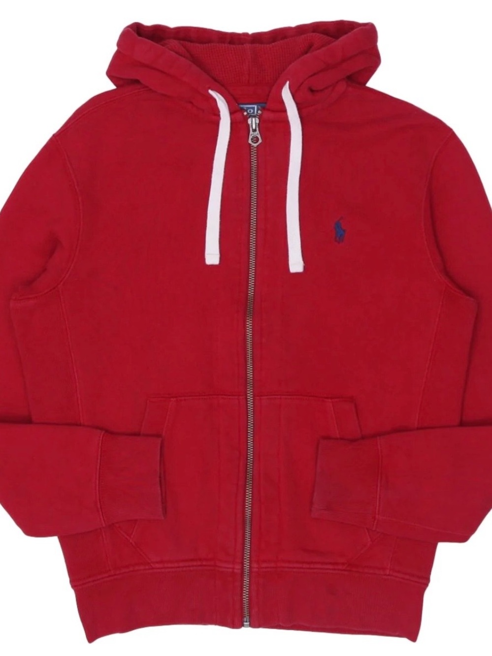 Polo by Ralph Lauren Red Waffle Knit Thermal Full Zip Hoodie Waffle Knit